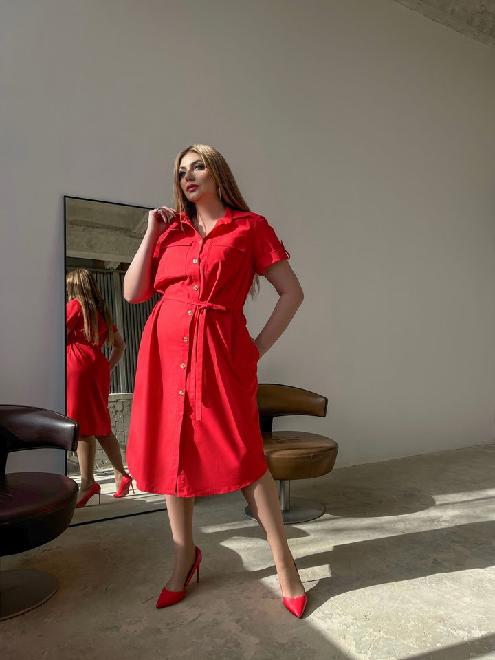 Платье Рубашка Камелия красная, Красный, 62-64