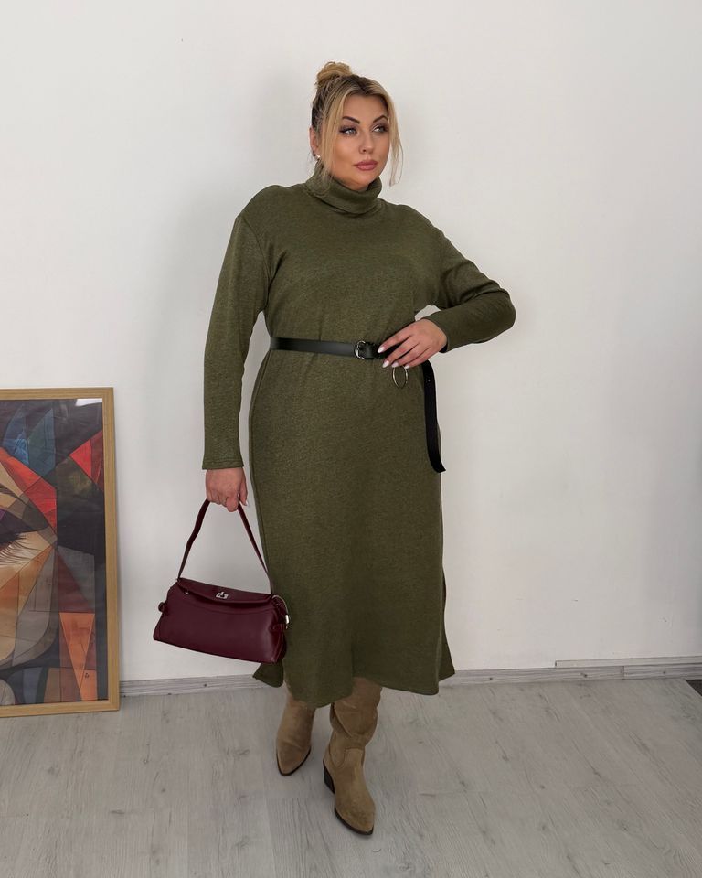 Сукня Лусія з ремінцем хакі, Хакі, 50-52