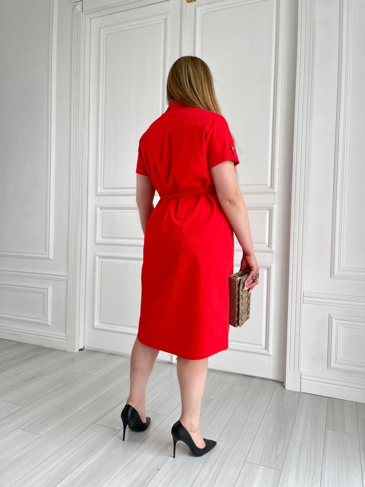 Платье-Рубашка Камелия красная, Красный, 62-64