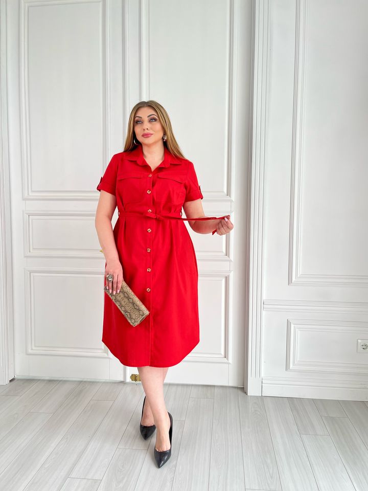 Сукня Сорочка Камелія червона, Червоний, 50-52