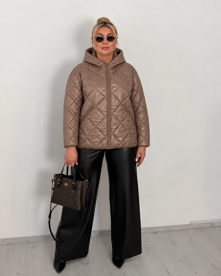 Куртка Тея стьобана бежева, Бежевий, 50-52