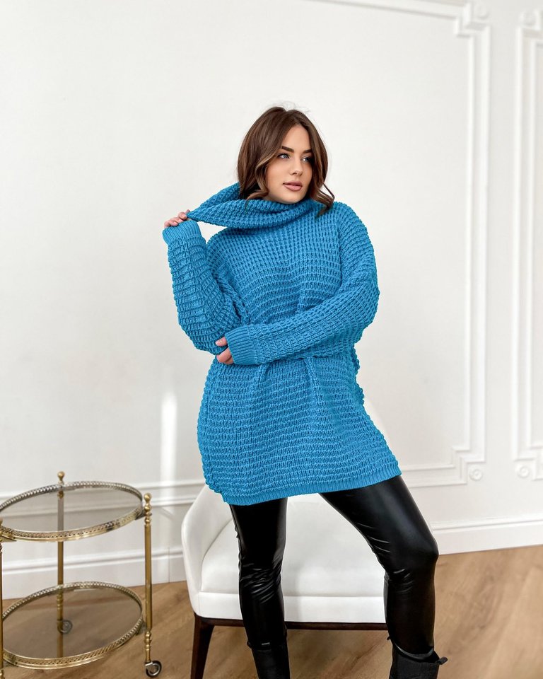 Жіночий светр з горлом Фристайл бірюзовий, Бірюзовий, 50-56