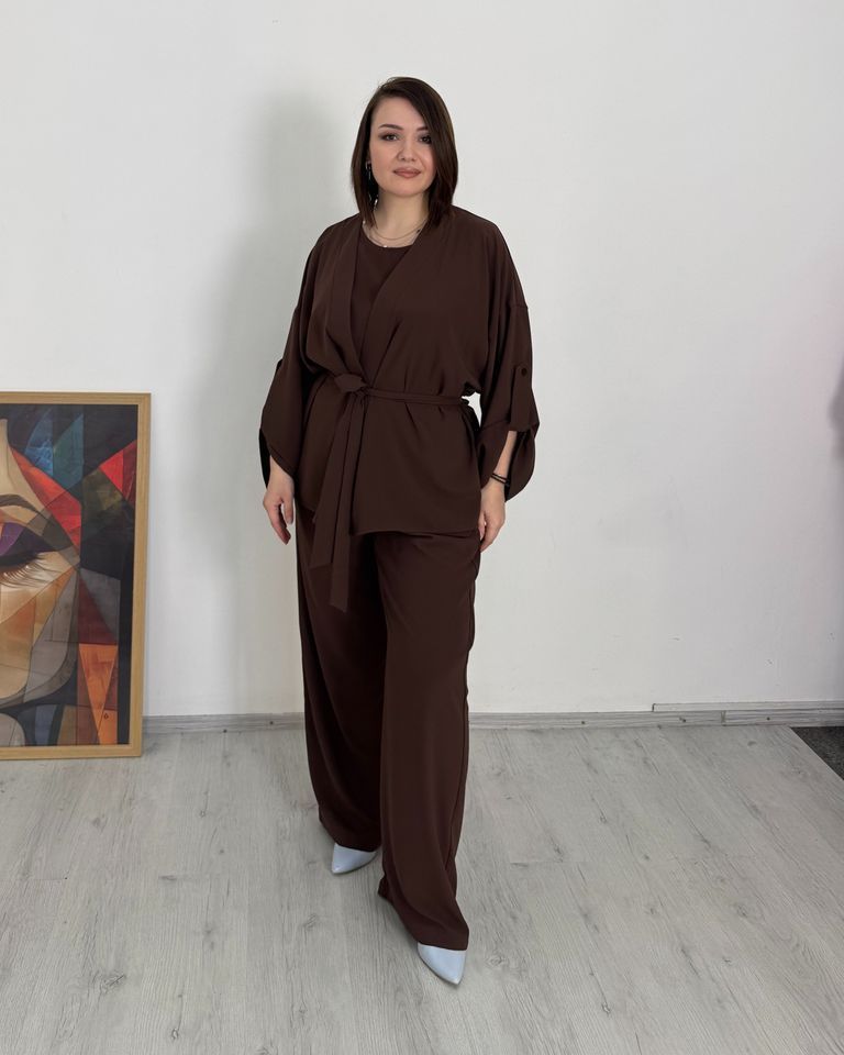 Костюм Кімоно трійка шоколад , Шоколад, 50-52