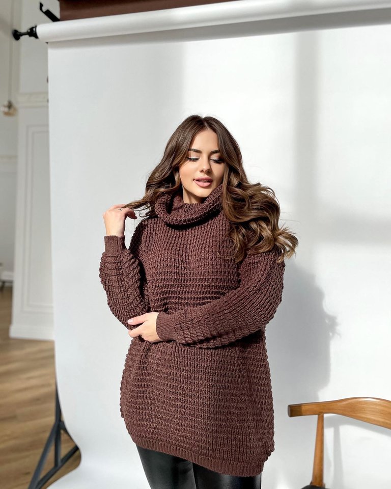Жіночий светр з горлом Фристайл шоколадний, Шоколад, 50-56