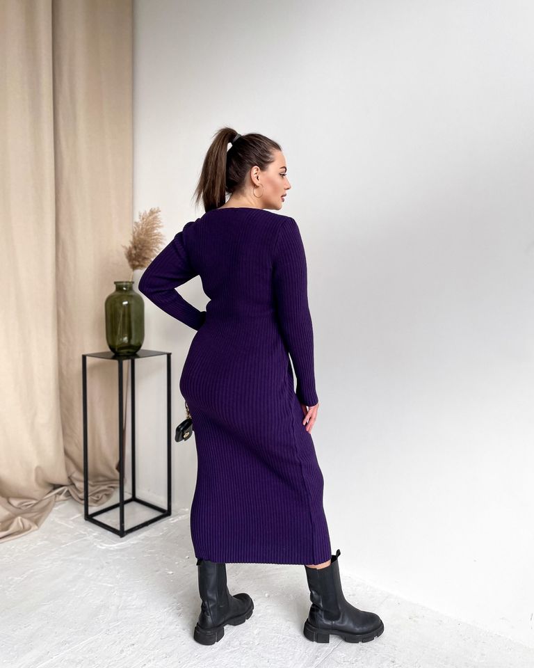 Сукня Ліка в'язана довга темно фіолет, фіолетовий, 46-50