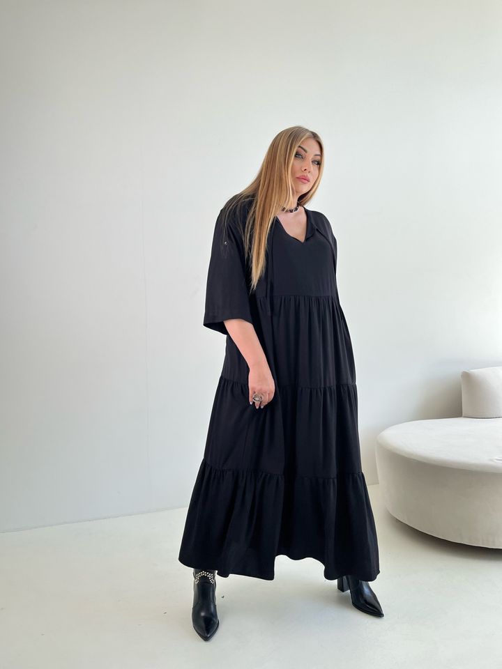 Сукня довга Парадіз чорна , Чорний, 50-52